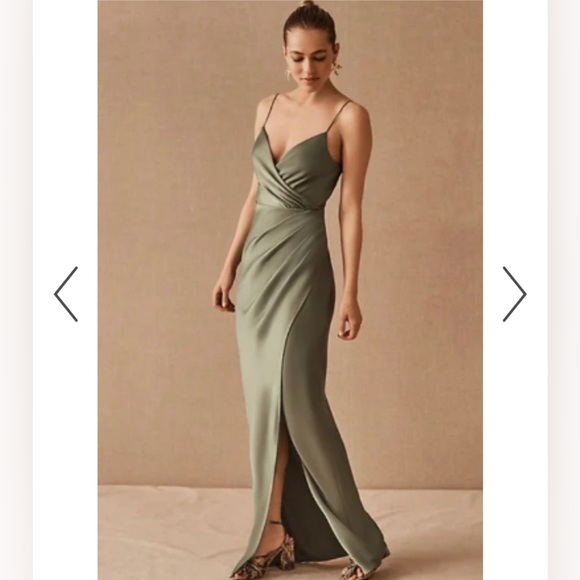 COPY - NWOT BHLDN Freya Satin Charmeuse Dress in Moss Green Size US 2 - Picture 3 of 3
